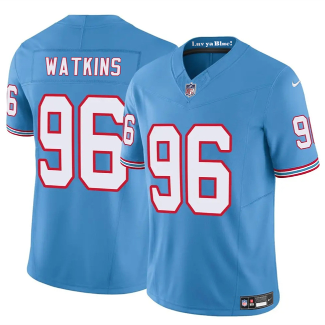 Men's Blue Tennessee Titans #96 Carlos Watkins 2025 F.U.S.E. Throwback Vapor Limited Stitched Football Jersey